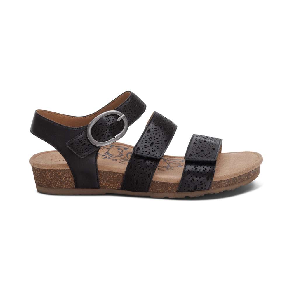 Lilly Strapped Sandal - Black Cutout
