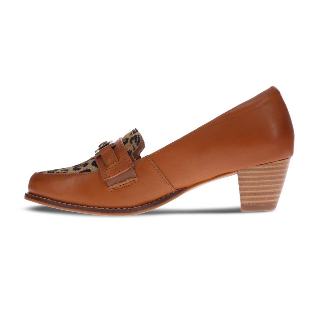 Happy Block Heel - Tan Leopard