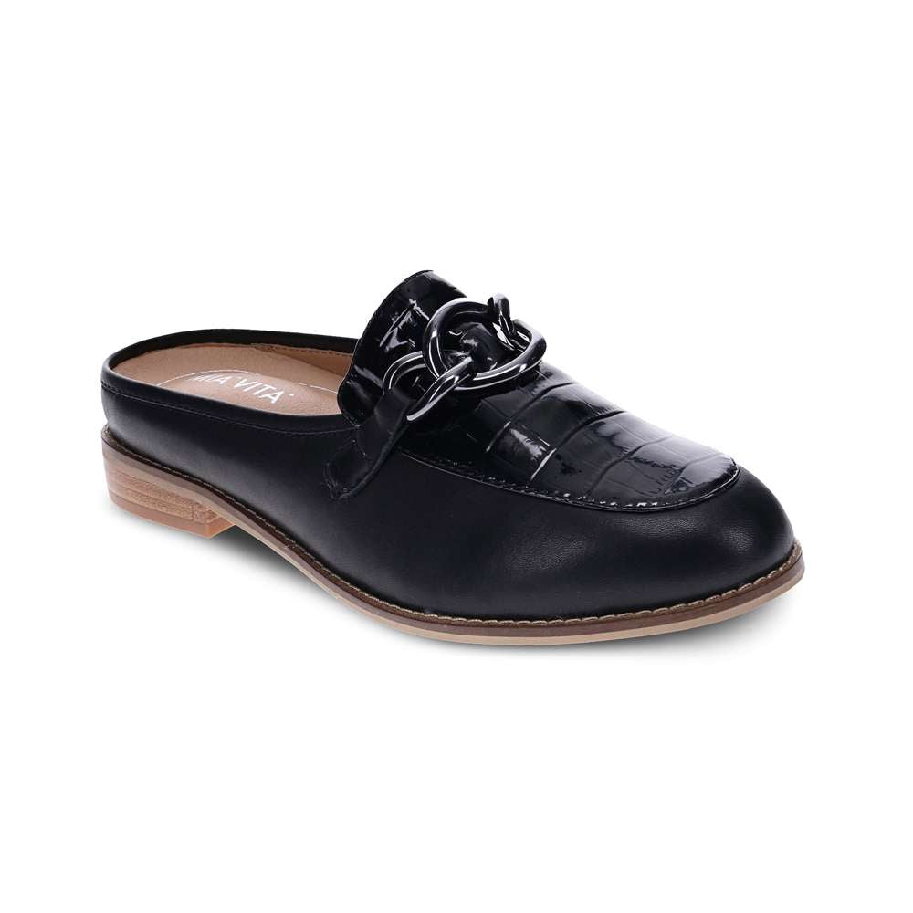 Trudy Mule - Black/Black Croc