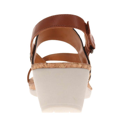 Honolulu Back Strap Wedge - Cognac/Leopard
