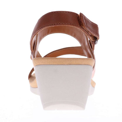 Honolulu Back Strap Wedge - Cognac/Rose