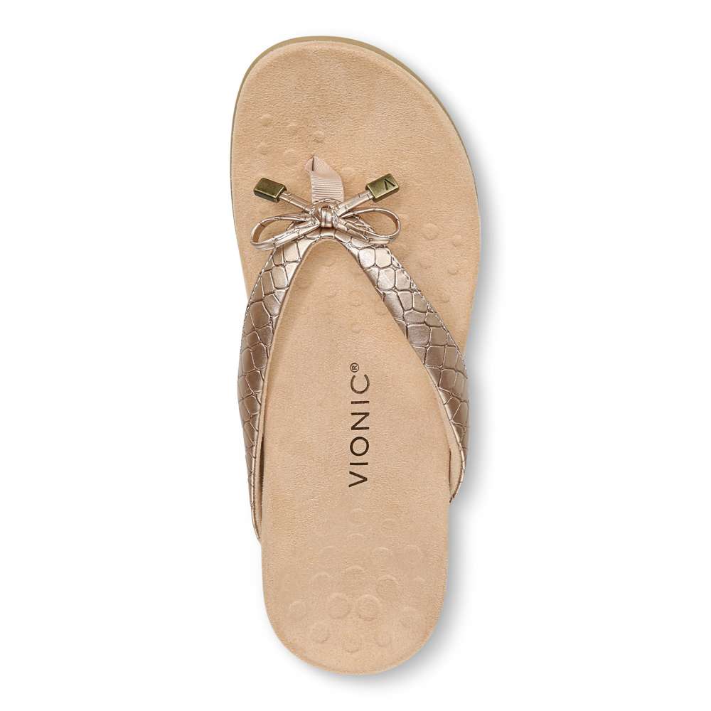 Bella Toe Post Sandal - Rose Gold Metallic Croc